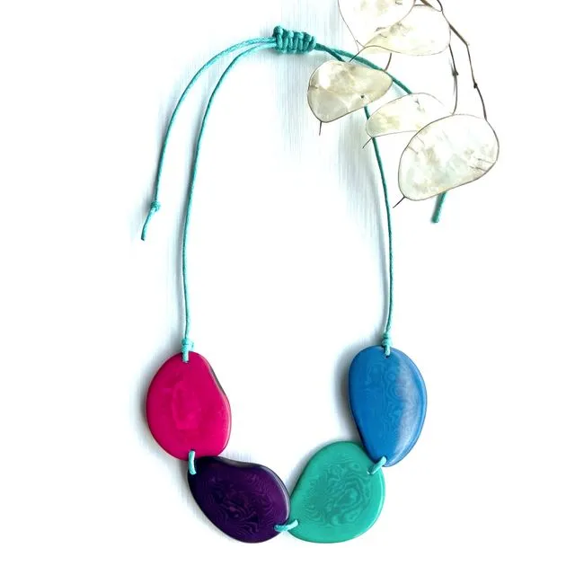 Peacock Tagua Bead Necklace
