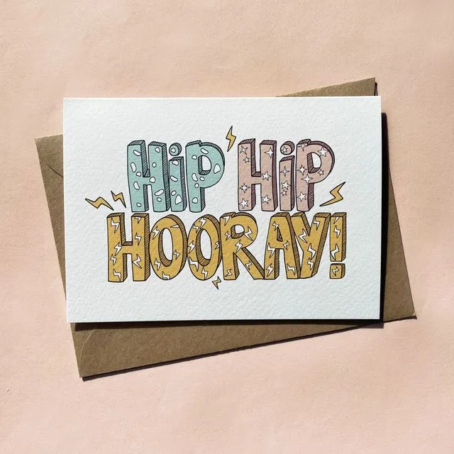 HIP HIP HOORAY! Blank card with envelope