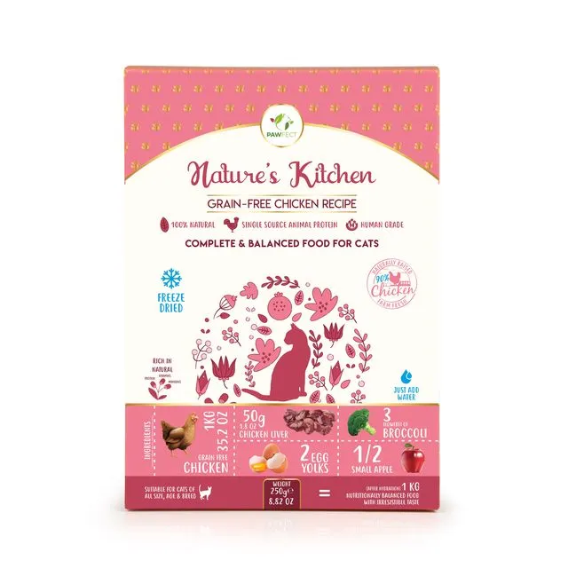 Pawfect Nature's Kitchen Freeze-Dried Cat Food- Chicken Recipe (250g)