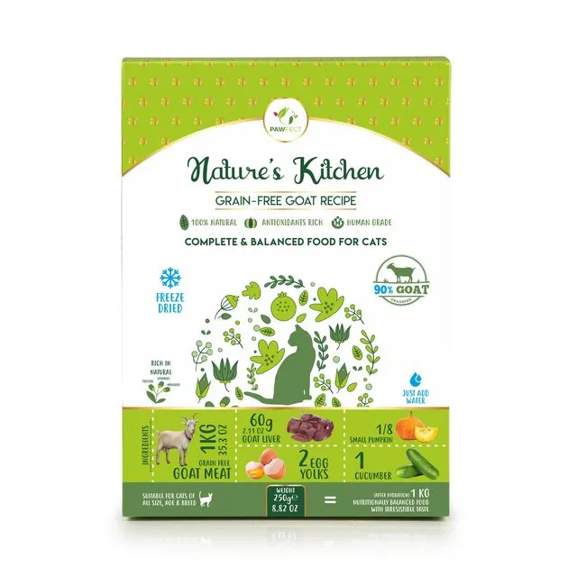 Pawfect Nature's Kitchen Freeze-Dried Cat Food-Goat Meat recipe 250 gr.