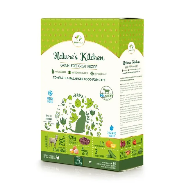 Pawfect Nature's Kitchen Freeze-Dried Cat Food-Goat Meat recipe 500g