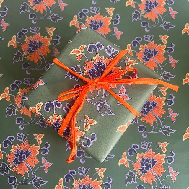 Recycled Floral Wrapping Paper - Set of 50