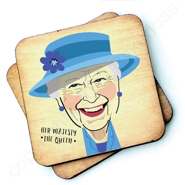 Her Majesty The Queen Character Wooden Coaster - RWC1 - Pack of 6