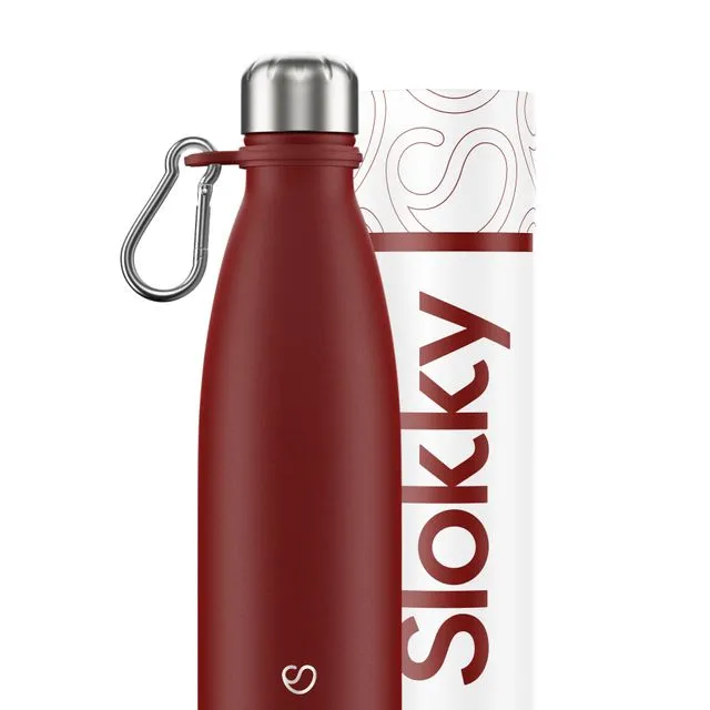 Matte Red Thermos Bottle & Carabiner - 500ml