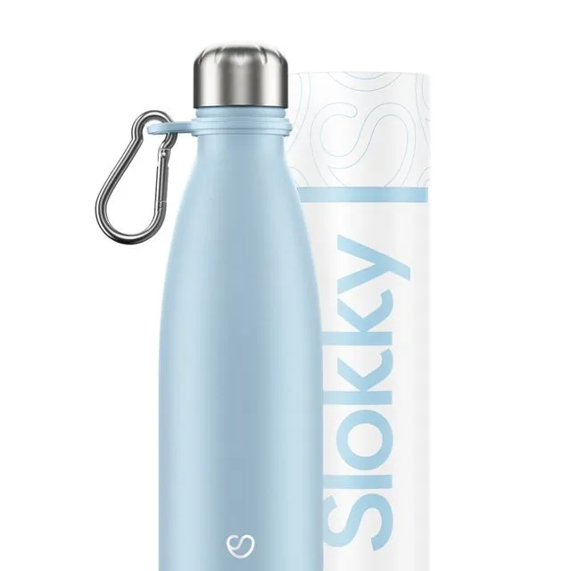 Pastel Blue Thermos Bottle & Carabiner - 500ml