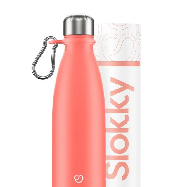 Pastel Coral Thermos Bottle & Carabiner - 500ml