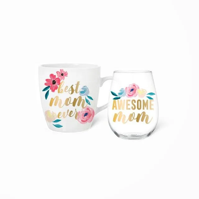 Mug + Wine Glass Set | Best Mom Ever