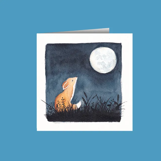 Fox and the moon Greetings Cards