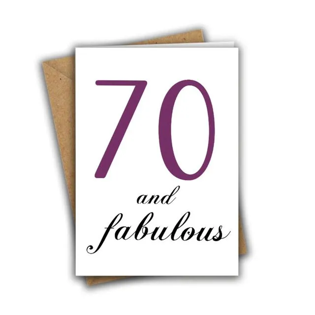 70th Birthday Card Seventy 70 and Fabulous Birthday Greeting Card 046-70