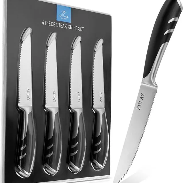 Zulay Kitchen Serrated Steak Knives 5 Inches Set of 4