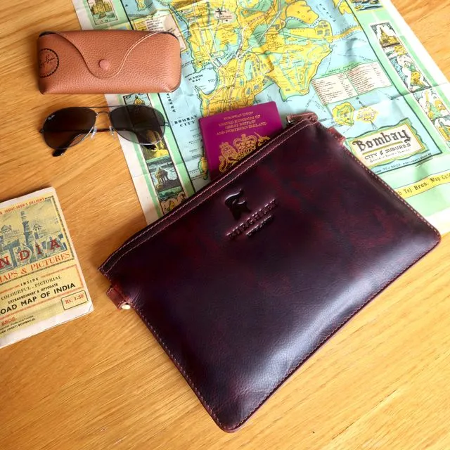 Rockingham - Vintage Dark Brown Leather Travel Clutch
