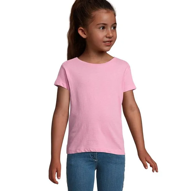 Girl's short-sleeved T-shirt - CHERRY - medium pink
