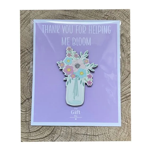 Thank you For Helping Me Bloom Gift Token on Card, Pocket Hug