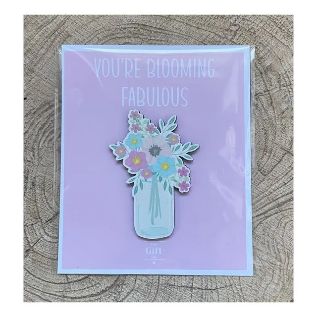 You’re Blooming Fabulous Flower Gift Token on Card, Pocket Hug