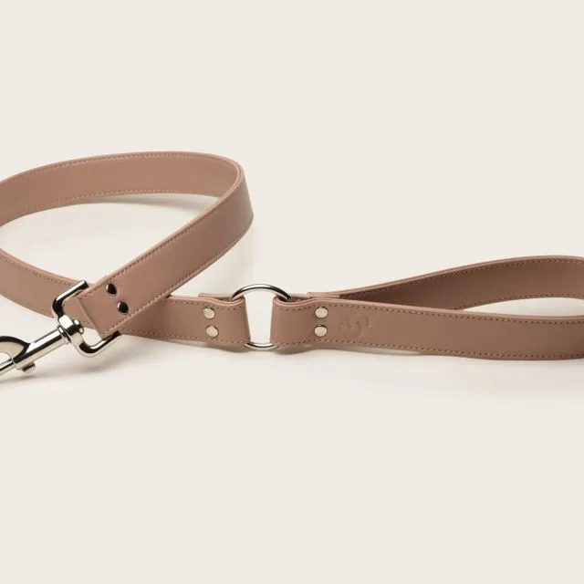 Blush pink vegan apple leather handcrafted dog lead for medium - large breeds, Skylos Collective