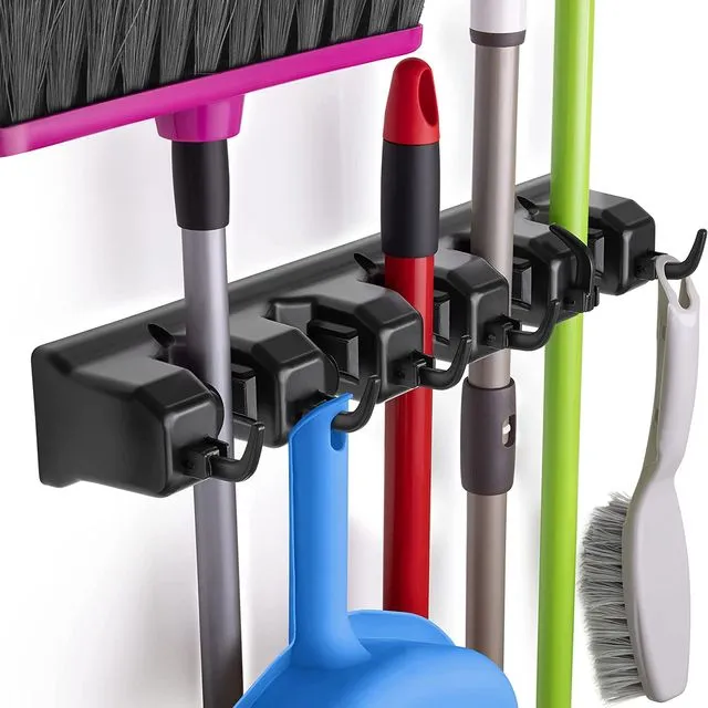Zulay Home Mop and Broom Organizer Wall Mount 5 Slots