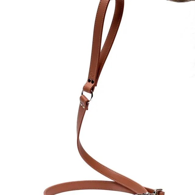 Blush pink vegan apple leather handcrafted dog lead for small - medium breeds, Skylos Collective