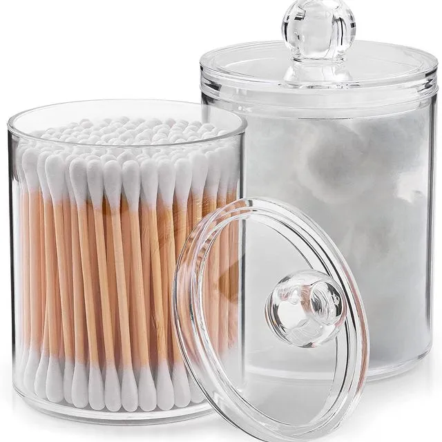 Zulay Home 2 Pack Qtip Holder Bathroom Canisters 20oz