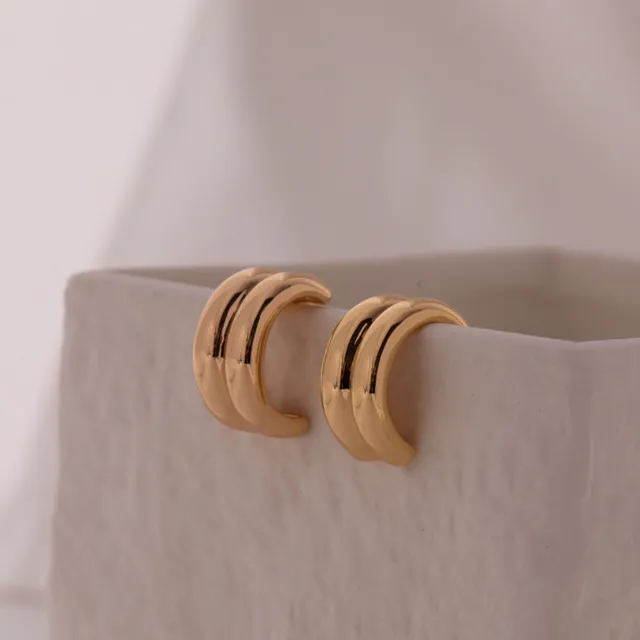 Gold Double Minimalist Hoops 18k Gold Plated