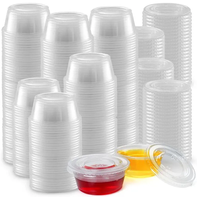 Clear Jello Shot Cups with Lids - Plastic Portion Cup 200 pc (3.25 oz)