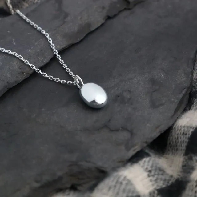 Recycled Silver Pebble Necklace Sterling Silver