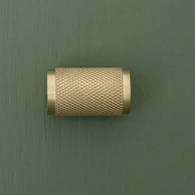 Solid Brass Knurled Kitchen Pull Handles & Knobs - Satin Brass - Cylindrical Knurled Cabinet Knob 16mm