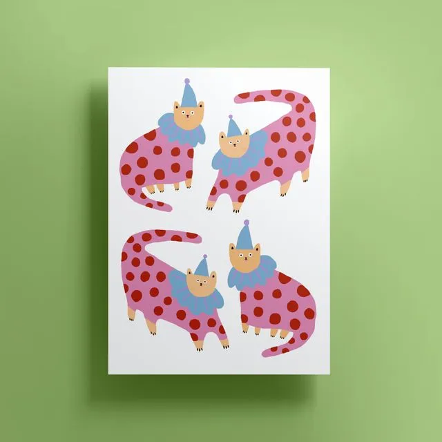 Clown Cats Print (A4)