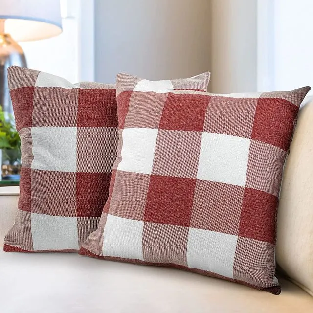 Zulay Home Pack of 2 Buffalo Plaid Throw Pillow Covers 16X16