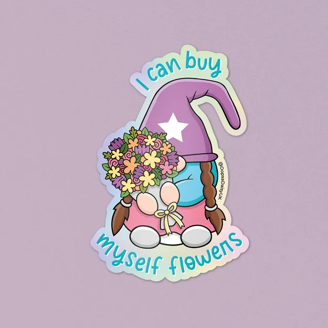 Self-Care Flowers Gonk - Holographic Vinyl Sticker / Decal