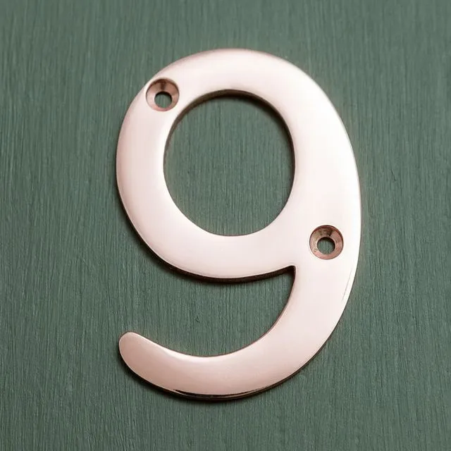 Brass bee 0-9 Screw Fixing Numerals in Rose Gold Finish