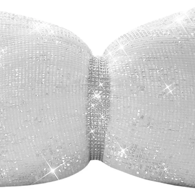 Sparkly Sequin Studded Filled Cushion with Crystal Diamante Band to Style 30 x 45 cm