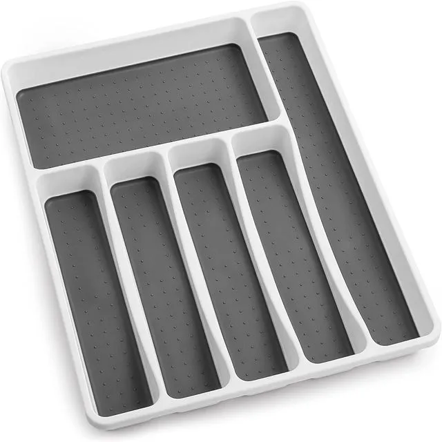 Silverware Organizer Tray - 6-Compartment Non Slip