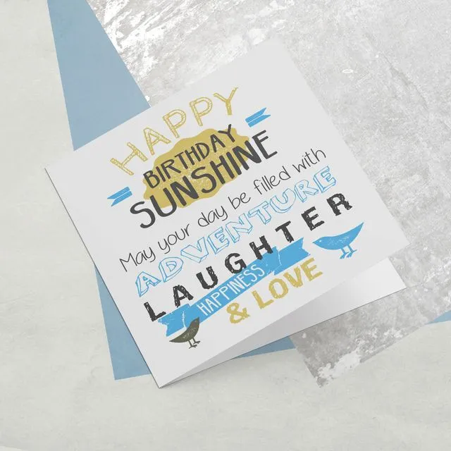 Happy Birthday Sunshine Blue Greeting Card