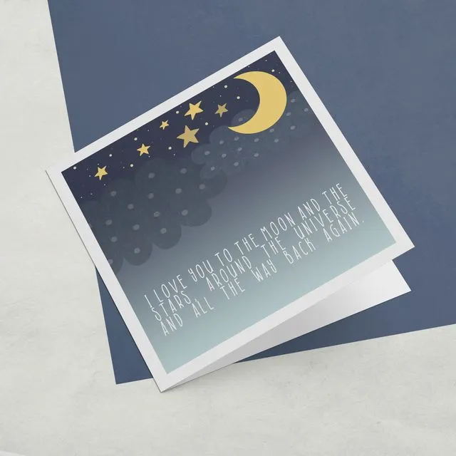 Moon Stars & Back Greeting Card