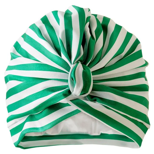 Stripey Green Luxury Drying Turban