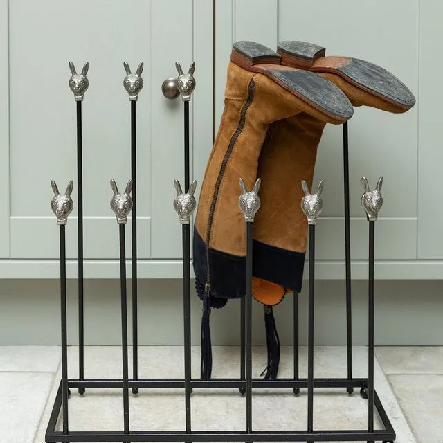 Brass bee Welly Boot Stand - Pewter Hares