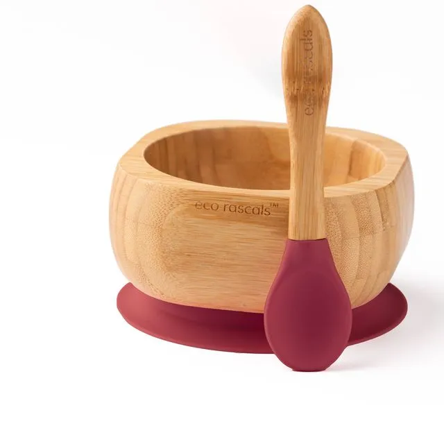Bamboo Bowl & Spoon Weaning Set - Red