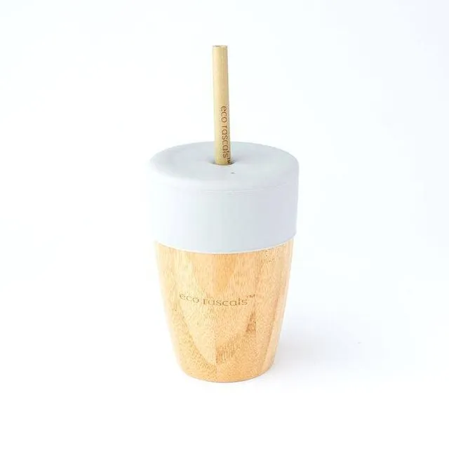 Bamboo Cup with Two Straws - Grey