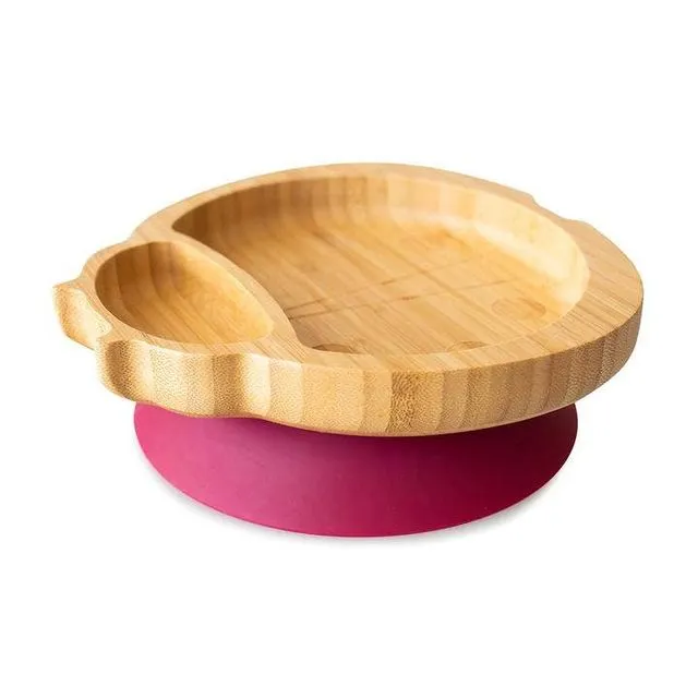 Bamboo Ladybird Plate with Suction Base - Red