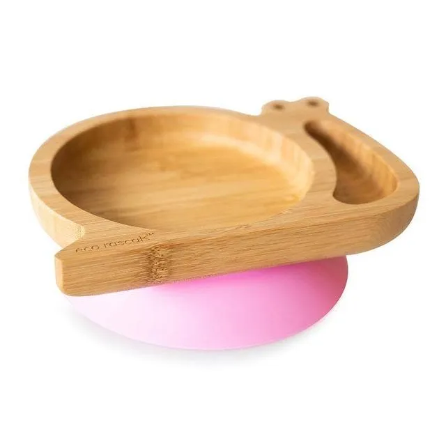 Bamboo Snail Plate with Suction Base - Pink