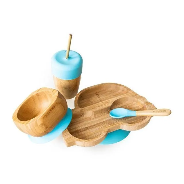 Car Plate, Straw Cup, Bowl & Spoon combo - Blue