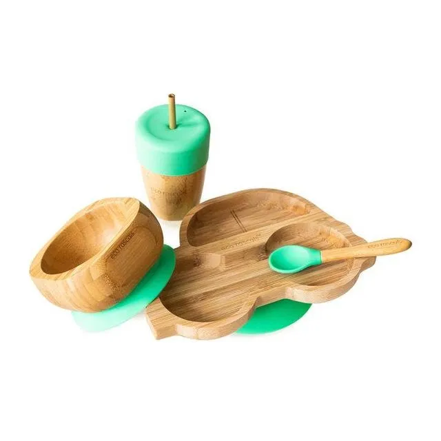Car Plate, Straw Cup, Bowl & Spoon combo - Green