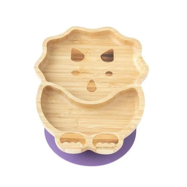 Eco Rascals Bamboo Dinosaur Plate with Suction Base - Purple