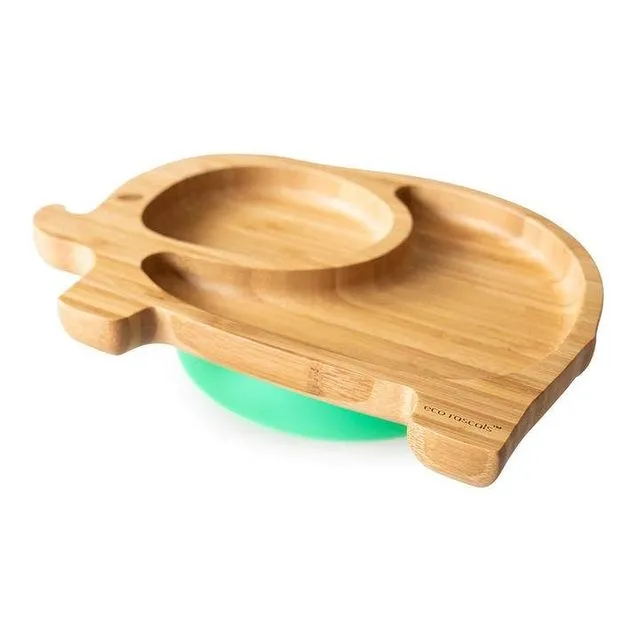 Eco Rascals Bamboo Elephant Plate with Suction Base - Green