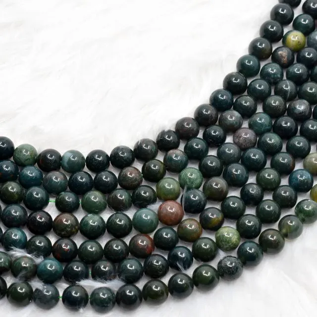 Bloodstone A Grade 4mm, 6mm, 8mm, 10mm, 12mm Round Beads