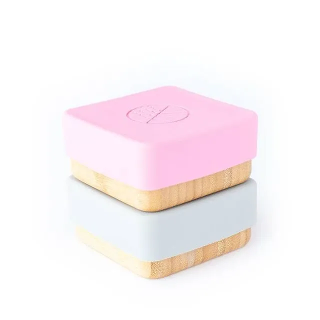 Natural Bamboo Snack Pots - Set of Two. - Pink
