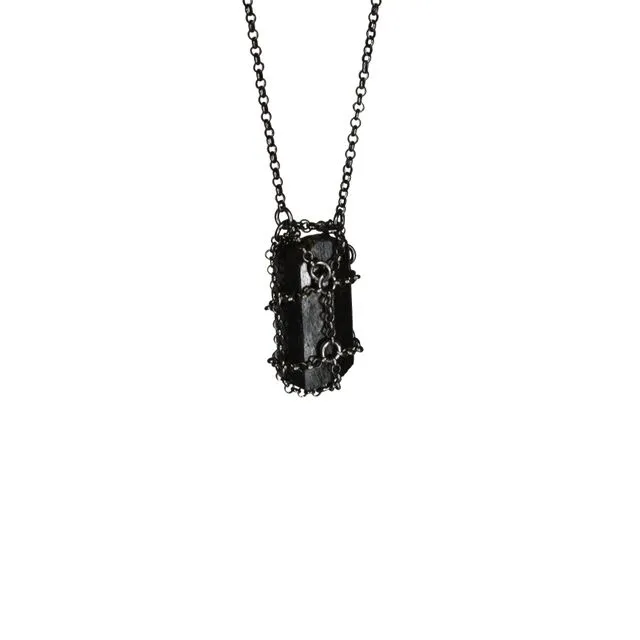 Caged Black Tourmaline Necklace