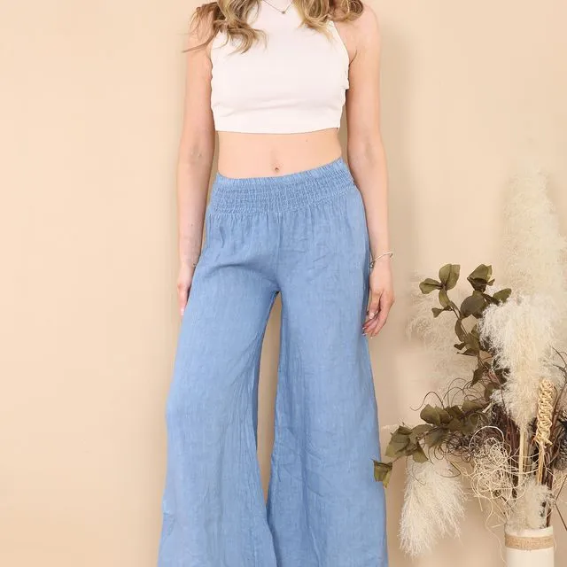 00801 XL - Denim Blue Plus size linen trousers