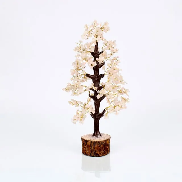 Rose Quartz Crystal Tree - 500 Beads & Wood Base