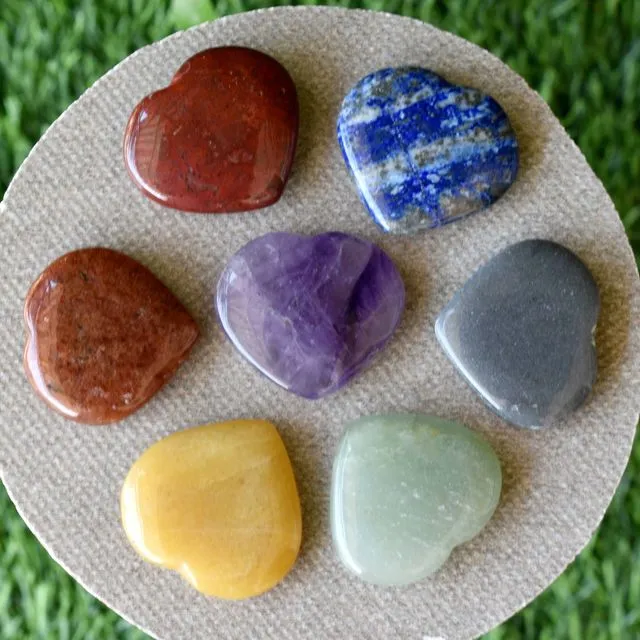 7 Chakra Heart Set ~ Metaphysical Healing, Crystal Pencil, Crystal Grid Sessions